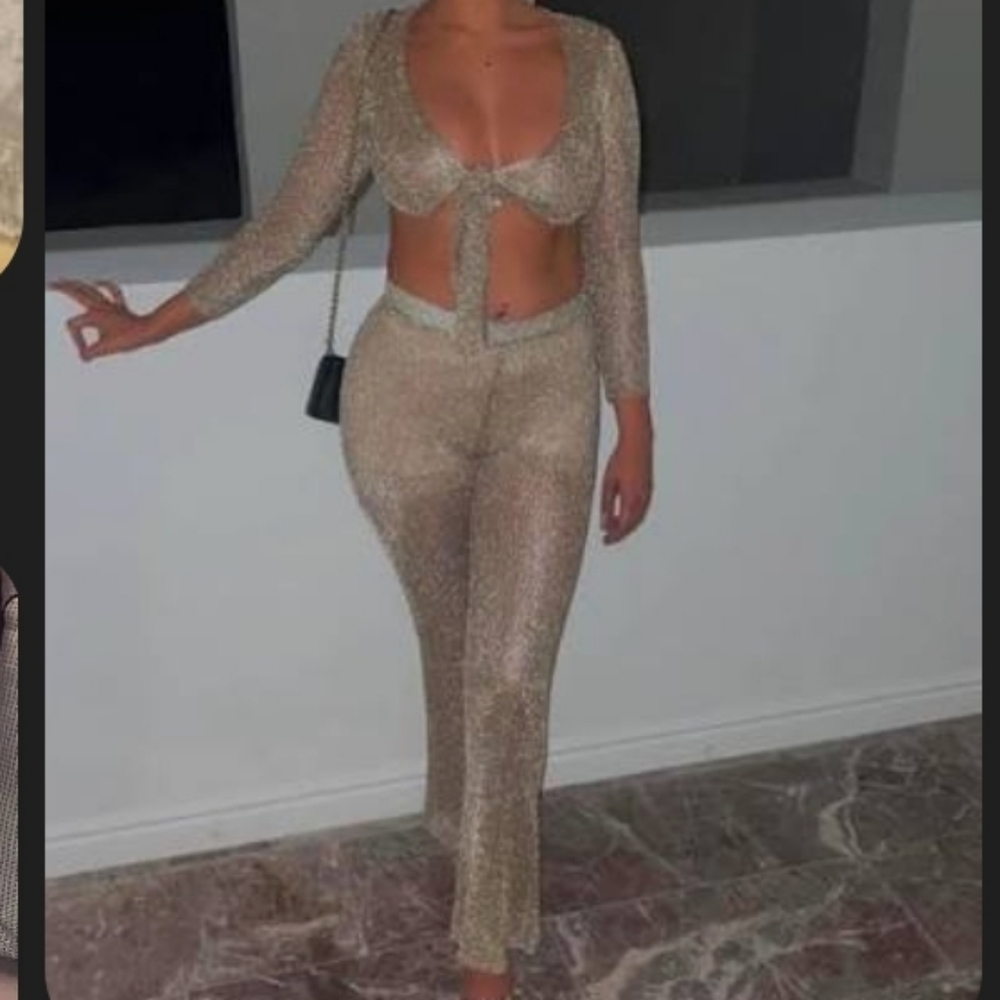 Sorelle Uk Two Piece Gold Mesh Set